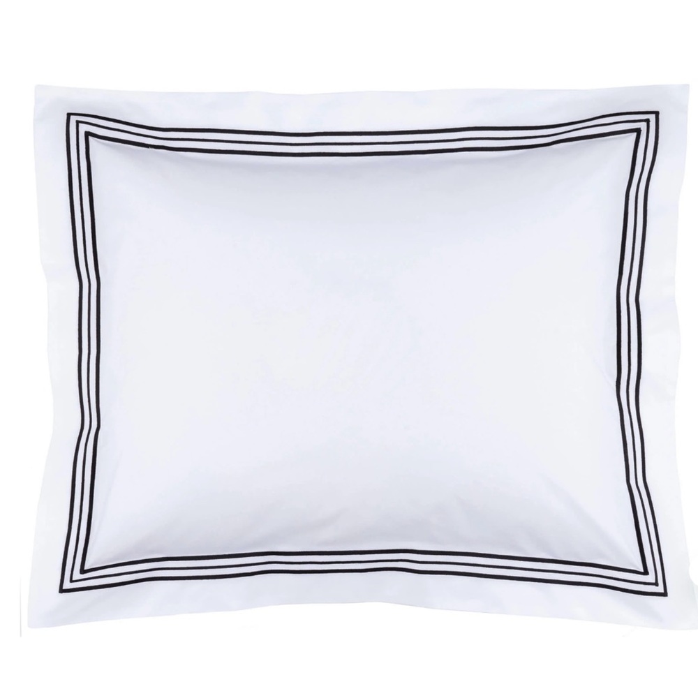 NWT Set of 2 Annie Selke Trio White Pillow Sham with Black Stripes